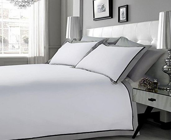 Hachette [hachette] 3PC 300 THREAD COUNT (H) [WHITE/BLACK/GREY] DUVET COVER DOUBLE SIZE 100 EGYPTIAN COTTON 300TC 